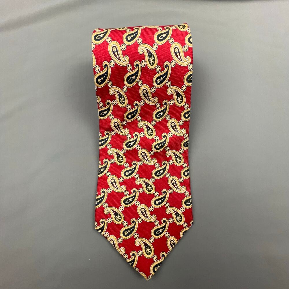 Tommy Hilfiger Silk Tie Red Navy Paisley Print Classic 57x4